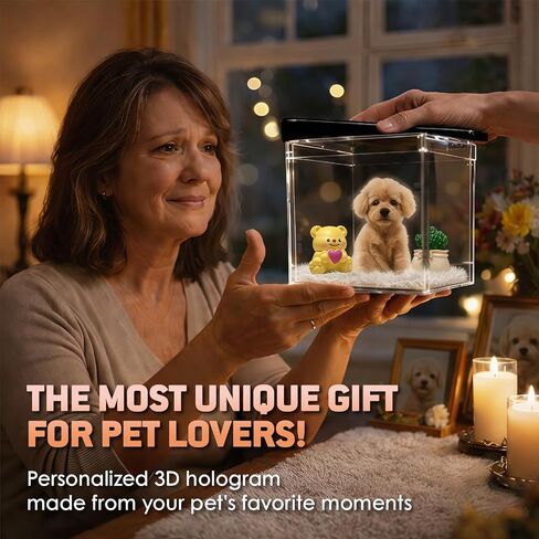 Pet Holographic Projection House, Custom Pet 3D Hologram Digital Video, Pets Cat&Dog Memorial Gifts for Loss of Dog Sympathy Gift, Personalized Dogs Remembrance Gifts for Dogs Owners in Saudi Arabia