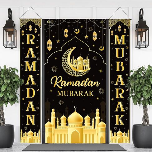 3 قطع لافتة رمضان مبارك ديكورات رمضان للمنزل عيد مبارك لافتة معلقة غطاء باب القمر مسجد فانوس الشرفة علامة خلفية إسلامية إسلامية خارجية للحفلات الداخلية التصوير الفوتوغرافي in Saudi Arabia