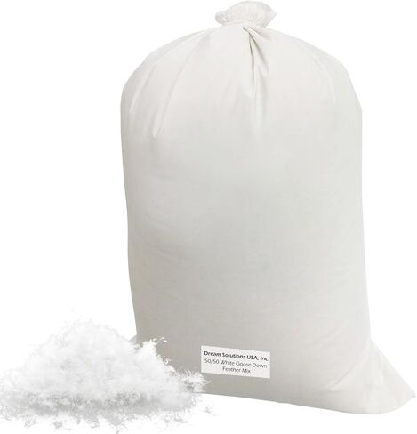 Dream Solutions Bulk Goose Down Filling (1 lb) – 50/50 100% Natural White Down and Feather – Fill Stuffing Comforters, Pillows, Jackets and More – Ultra-Plush Hungarian Softness USA in Saudi Arabia