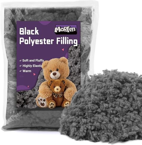 MORFEN 3.52Oz/100g Grey Black Polyfill Stuffing for Animal, Black Fiber Fill, Polyester Stuffing for Stuffed Animals, Heat Polyester Fiber Fill, Premium Poly Filling Stuffing for Crochet DIY Crafts in Saudi Arabia