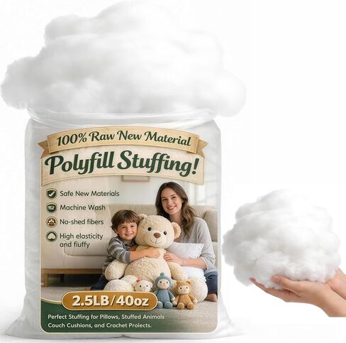 Pillow Stuffing 2.5lb/40oz, Polyfill Stuffing for Stuffed Animals, Couch Cushion Filling, PP Cotton Stuffing New Material Fluffy Fiberfill for DIY Crafting Projects, Crochet, Clouds Home Decor in Kuwait