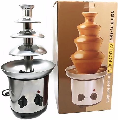 Chocolate Fountain Machine, 4 Tier Stainless Steel - 60-Ounce Electric Fondue Fountain with Temperature Control, Hot Chocolate Cheese Melting Heat Machine for Catering, Cafe, Hotel, Party, Wedding in Saudi Arabia