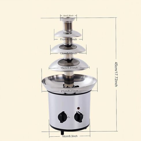 Chocolate Fountain Machine, 4 Tier Stainless Steel - 60-Ounce Electric Fondue Fountain with Temperature Control, Hot Chocolate Cheese Melting Heat Machine for Catering, Cafe, Hotel, Party, Wedding in Saudi Arabia