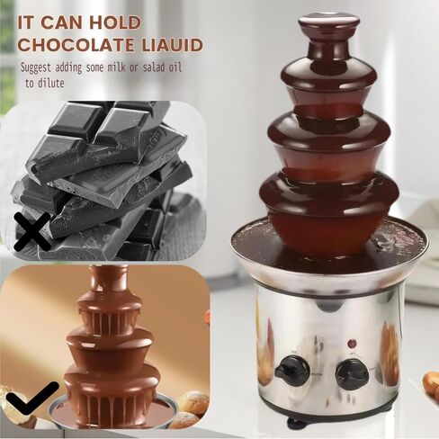 Chocolate Fountain Machine, 4 Tier Stainless Steel - 60-Ounce Electric Fondue Fountain with Temperature Control, Hot Chocolate Cheese Melting Heat Machine for Catering, Cafe, Hotel, Party, Wedding in Saudi Arabia