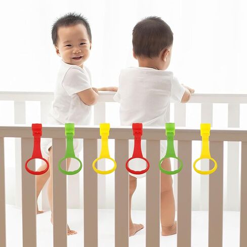 SAFIGLE Infant Crib Pull up Rings Hanging Rings Pull up Handles for Toddler Walking Learning and Motor Skills Development 7.87X3.54X0.98In in Saudi Arabia