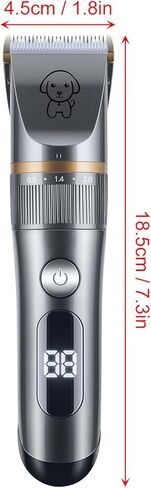 Pet Hair Clipper, Quiet Cat Clippers Grooming Kit with Comb 5 Speed, Rechargeable for Long Hair, LED Display, Design in Saudi Arabia