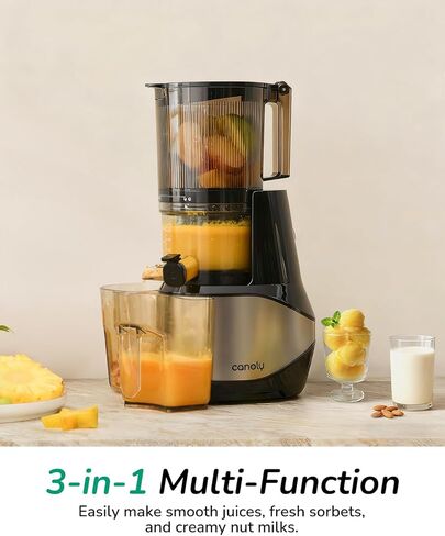 Canoly C09 Cold Press Juicer, 6" Extra Wide Feed Chute, 3-IN-1 Strainers (Juice & Sorbet & Nut Milk), Powerful AC Brushless Motor, Self Precut System, Juicer Machines with BPA-Free (Classic) in Kuwait