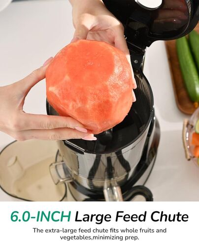 Canoly C09 Cold Press Juicer, 6" Extra Wide Feed Chute, 3-IN-1 Strainers (Juice & Sorbet & Nut Milk), Powerful AC Brushless Motor, Self Precut System, Juicer Machines with BPA-Free (Classic) in Kuwait