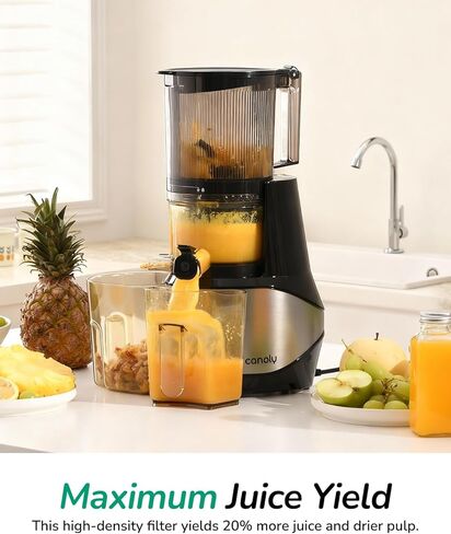 Canoly C09 Cold Press Juicer, 6" Extra Wide Feed Chute, 3-IN-1 Strainers (Juice & Sorbet & Nut Milk), Powerful AC Brushless Motor, Self Precut System, Juicer Machines with BPA-Free (Classic) in Kuwait