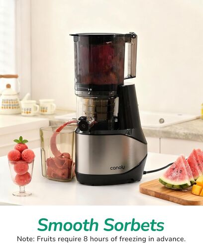 Canoly C09 Cold Press Juicer, 6" Extra Wide Feed Chute, 3-IN-1 Strainers (Juice & Sorbet & Nut Milk), Powerful AC Brushless Motor, Self Precut System, Juicer Machines with BPA-Free (Classic) in Kuwait