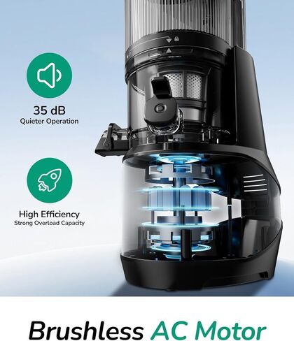 Canoly C09 Cold Press Juicer, 6" Extra Wide Feed Chute, 3-IN-1 Strainers (Juice & Sorbet & Nut Milk), Powerful AC Brushless Motor, Self Precut System, Juicer Machines with BPA-Free (Classic) in Kuwait