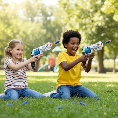 2 Pack Foam Dart Blaster Set for Kids with 40 Darts, 8 Dart Rotating Barrel, Kids Outdoor Games for Boys and Girls, Teens Ages 8+ in Saudi Arabia