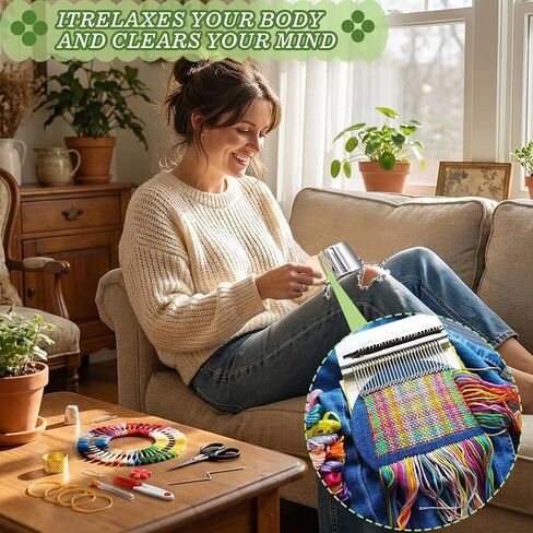 مجموعة Jeyermier Patchmaker 2.0، مجموعة أدوات رتق محمولة للمبتدئين، نول رتق محمول لإصلاح الثقوب على الجوارب والملابس والجينز، أداة إصلاح رقعة متماسكة لإصلاح الخياطة بسرعة (14 خطافًا) in Kuwait