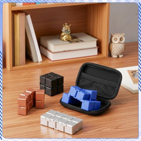 4 Pcs Infinity Cube Fidget Toys Adults Infinite Magic Fidget Cube with Case, Finger Gadget Portable Anxiety Stress Relieving Christmas Toys Gift Compatible with ADD ADHD OCD in Saudi Arabia