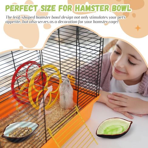 2 Pcs Hamster Food Bowl Ceramic Food Water Feeding Dish for Small Animals Hamster Guinea Pig Gerbil Dwarf Rat Mice Chinchilla Hedgehog Sugar Glider(Leaf) in Saudi Arabia