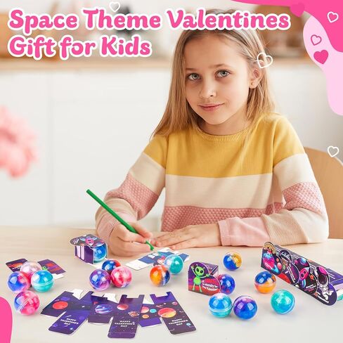 30 Pack Valentines Day Gifts for Kids Classroom - Galaxy Slime Valentines for Kids with Valentine Day Cards for School, Class Valentine's Day Exchange Gifts in Saudi Arabia
