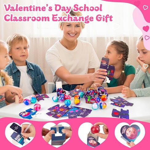 30 Pack Valentines Day Gifts for Kids Classroom - Galaxy Slime Valentines for Kids with Valentine Day Cards for School, Class Valentine's Day Exchange Gifts in Saudi Arabia