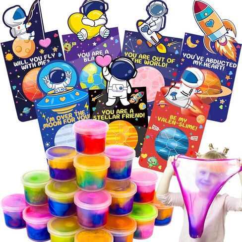 30 حزمة من هدايا عيد الحب للأطفال في الفصل الدراسي - Galaxy Slime Valentine للأطفال مع بطاقات عيد الحب للمدرسة، هدايا تبادل عيد الحب للفصل in Kuwait
