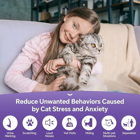 Cat Calming Spray with Pheromones – Anxiety & Stress Relief for Cats – Reduce Scratching Furniture, Urine Marking & Aggression – Calming Aid for Travel, Vet Visits & Home – 60-Day Supply (2 × 60 mL) in Kuwait