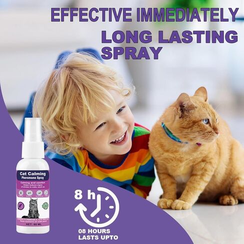 Cat Calming Spray with Pheromones – Anxiety & Stress Relief for Cats – Reduce Scratching Furniture, Urine Marking & Aggression – Calming Aid for Travel, Vet Visits & Home – 60-Day Supply (2 × 60 mL) in Kuwait
