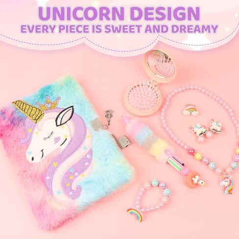 Unicorn Toys Gifts for Girls 4 5 6 7 8 9 10Years Old with Plush Toy Backpack 316 Stainless Steel Water Bottle Jewelry (Necklace Bracelet) Diary with Lock for Girls Sleep Mask Hair Accessories in Saudi Arabia