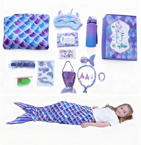 Mermaid Tail Blanket for Girls Valentine's Day Easter Gifts for Girl Birthday Diamond Art Kits with Soft Wearable Blanket Water Bottle in Saudi Arabia