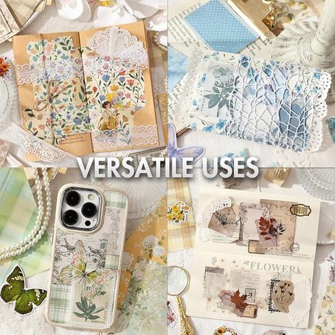 OKUPAN Scrapbook Supplies Kit – 400PCS Vintage Cottagecore Floral Scrapbook Paper & Stickers, 4 Pack Pastoral Scrapbooking Supplies for Journaling, Card Making & DIY Gifts in Saudi Arabia