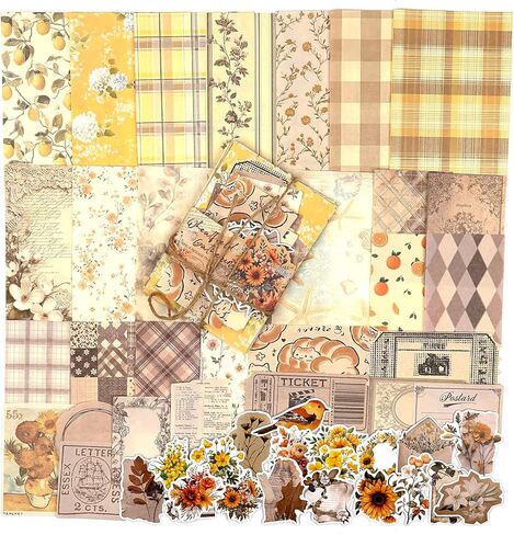 OKUPAN Scrapbook Supplies Kit – 400PCS Vintage Cottagecore Floral Scrapbook Paper & Stickers, 4 Pack Pastoral Scrapbooking Supplies for Journaling, Card Making & DIY Gifts in Saudi Arabia