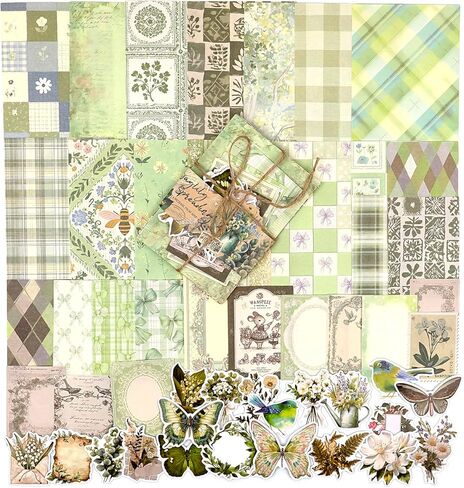 OKUPAN Scrapbook Supplies Kit – 400PCS Vintage Cottagecore Floral Scrapbook Paper & Stickers, 4 Pack Pastoral Scrapbooking Supplies for Journaling, Card Making & DIY Gifts in Saudi Arabia