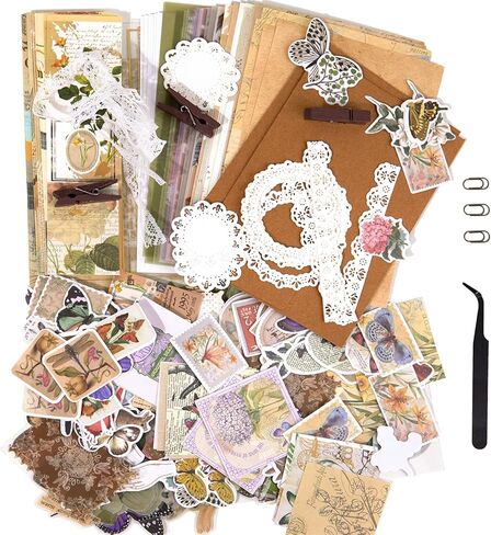 Flartmo Scrapbook Supplies Kit with 246 Sheets Textured & Floral Scrapbook Paper, 50 Pcs Flower Scrapbook Sticker & 3 Rolls Double-Sided Tape for Scrapbooking, Junk Journal, Card Making, Embellishment in Saudi Arabia