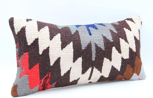 Decorative Kilim Pillow 10x20 inch Vintage Farmhouse Pillow Striped Boho Design Turkish Chair Pillow Small Oblong Cushion Cover Colorful Pillow in Saudi Arabia