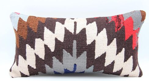 Decorative Kilim Pillow 10x20 inch Vintage Farmhouse Pillow Striped Boho Design Turkish Chair Pillow Small Oblong Cushion Cover Colorful Pillow in Saudi Arabia
