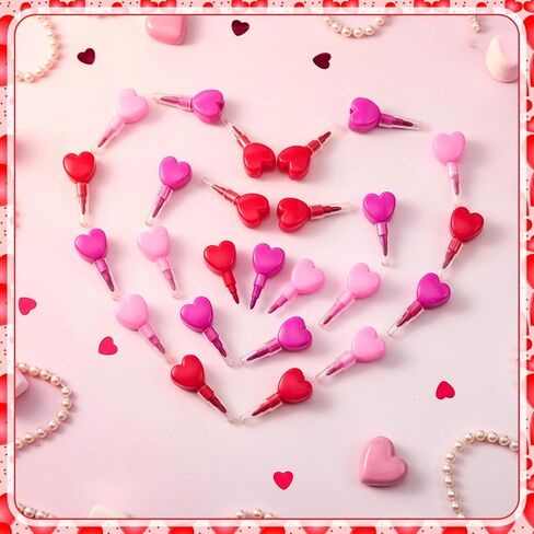 36 Pcs Valentines Day Crayons Heart Stacking Crayon 3 Colors Lovely Shaped Stacking Party Favors for Valentines Day, Family Party Gifts in Saudi Arabia