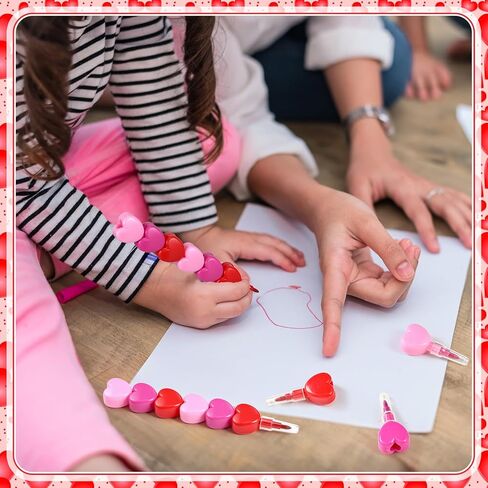 36 Pcs Valentines Day Crayons Heart Stacking Crayon 3 Colors Lovely Shaped Stacking Party Favors for Valentines Day, Family Party Gifts in Saudi Arabia