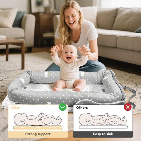 كرسي أطفال وعش لحديثي الولادة من عمر 0 ​​إلى 24 شهرًا، قطن مسامي تحت إشراف عش الطفل لحديثي الولادة، هدايا أساسية لحديثي الولادة، كرسي أطفال محمول قابل للتنفس للسفر والمنزل (تاج) in Kuwait