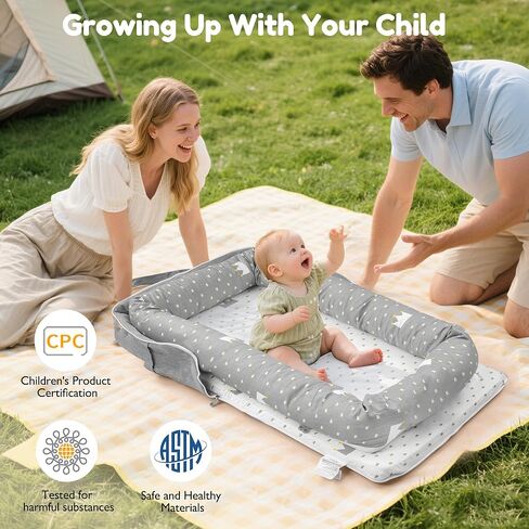 كرسي أطفال وعش لحديثي الولادة من عمر 0 ​​إلى 24 شهرًا، قطن مسامي تحت إشراف عش الطفل لحديثي الولادة، هدايا أساسية لحديثي الولادة، كرسي أطفال محمول قابل للتنفس للسفر والمنزل (تاج) in Kuwait