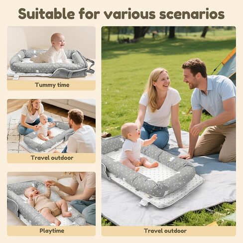 كرسي أطفال وعش لحديثي الولادة من عمر 0 ​​إلى 24 شهرًا، قطن مسامي تحت إشراف عش الطفل لحديثي الولادة، هدايا أساسية لحديثي الولادة، كرسي أطفال محمول قابل للتنفس للسفر والمنزل (تاج) in Kuwait