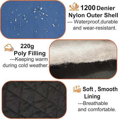 Horse Turnout Blanket, Medium Weight Winter Blanket for Horses, 220g Filling,1200 Denier Waterproof &Breathable/Detachable Neck Cover (Navy Blue, US78IN(EU145CM)) in Saudi Arabia