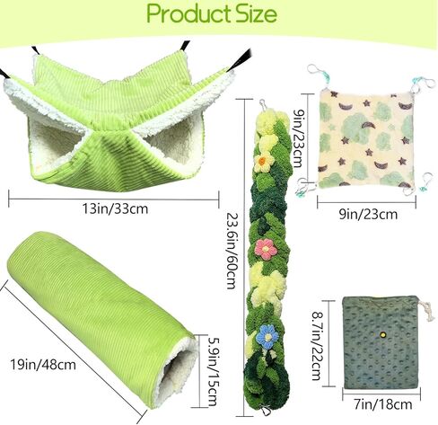 Hamiledyi Ferret Hammock 5 Pack Sugar Glider Climbing Ropes Toys Rat Hanging Tunnel Hammock Swing Squirrel Hideout Bed Cage Accessories for Hamster Mouse Small Animals in Saudi Arabia