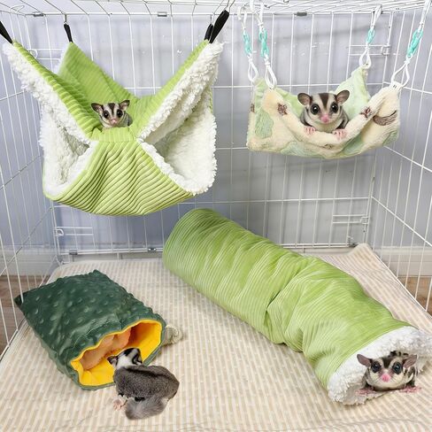Hamiledyi Ferret Hammock 5 Pack Sugar Glider Climbing Ropes Toys Rat Hanging Tunnel Hammock Swing Squirrel Hideout Bed Cage Accessories for Hamster Mouse Small Animals in Saudi Arabia