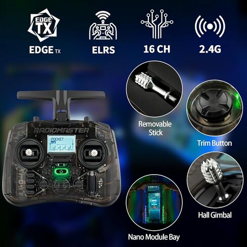 Radiomaster Pocket ELRS Transmitter, Hall Gimbal Portable Mode2 (Charcoal) in Saudi Arabia
