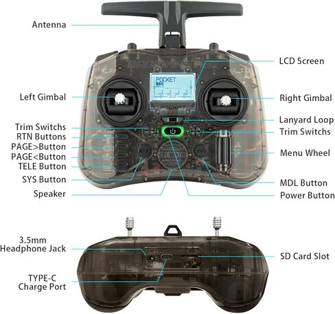 Radiomaster Pocket ELRS Transmitter, Hall Gimbal Portable Mode2 (Charcoal) in Saudi Arabia