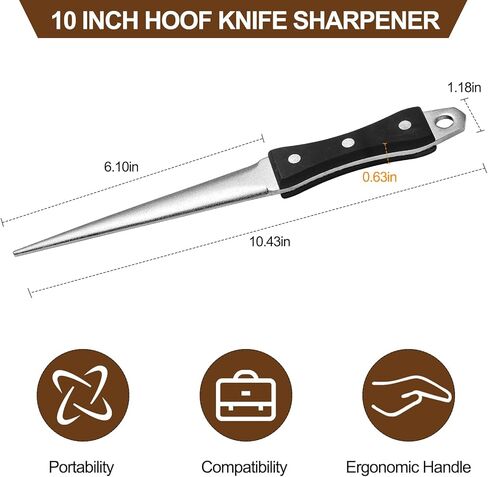 مبراة سكاكين الحافر، أداة أبعد 10 بوصة، قضيب شحذ مع مقبض خشبي صلب مريح احترافي لسكاكين الحافر ومعظم أنواع سكاكين المزرعة in Kuwait