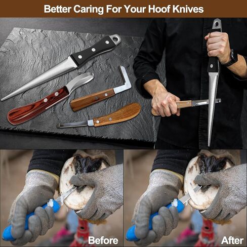 مبراة سكاكين الحافر، أداة أبعد 10 بوصة، قضيب شحذ مع مقبض خشبي صلب مريح احترافي لسكاكين الحافر ومعظم أنواع سكاكين المزرعة in Kuwait