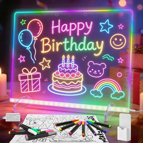 Led Drawing Board with 14 Highlighters,Led Note Boards with Colors,16" Drawing Tablet, 6 Modes & 8 Colors,7 Markers&Tracing Book,Light Boards for Birthday Holiday Day Gifts for Kids Age 3+ in Saudi Arabia