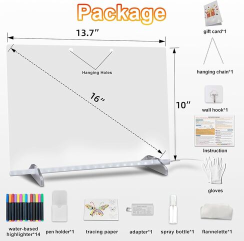 Led Drawing Board with 14 Highlighters,Led Note Boards with Colors,16" Drawing Tablet, 6 Modes & 8 Colors,7 Markers&Tracing Book,Light Boards for Birthday Holiday Day Gifts for Kids Age 3+ in Saudi Arabia