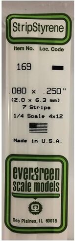 شريط نماذج مقياس Evergreen .080 x .250 7 EVG169 لمستلزمات البناء البلاستيكية in Saudi Arabia