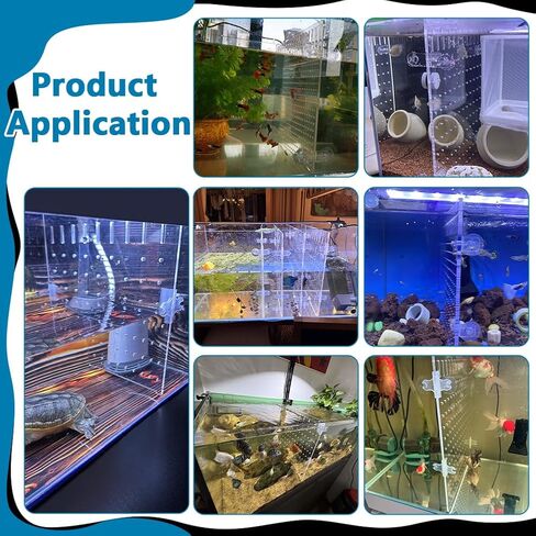 PH PandaHall Acrylic Fish Tank Divider Kit Clear Aquarium Divider Fish Tank Separator Set with Suction Cups Isolation Grid Board Flapper Dividing Net for Separating Fishes Accessories 11.8x9.8 inch in Saudi Arabia