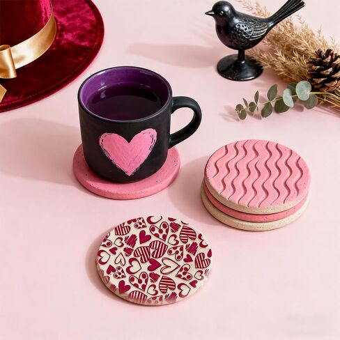 CHGCRAFT 16 Sheets 16 Styles Clay Texture Mat Heart Pattern Polymer Clay Texture Sheets Valentine's Day DIY Tools for Pottery Earring Jewelry Making Stamp Engraving Machines, 3.9x2.6inch in Saudi Arabia