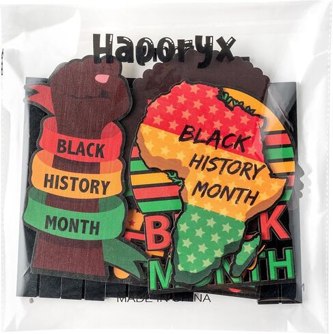 Haooryx Black History Month ديكورات خشبية مركزية - 6 قطع Happy Black History Month Table Top Sign for African American BHM Festival Decor Party Home Holiday Desktop Wood Craft الديكور in Saudi Arabia